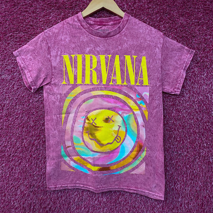 Nirvana Dead Smiley Grunge Band Graphic T-Shirt Small
