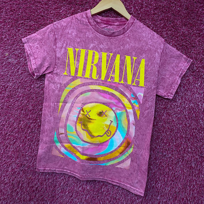 Nirvana Dead Smiley Grunge Band Graphic T-Shirt Small