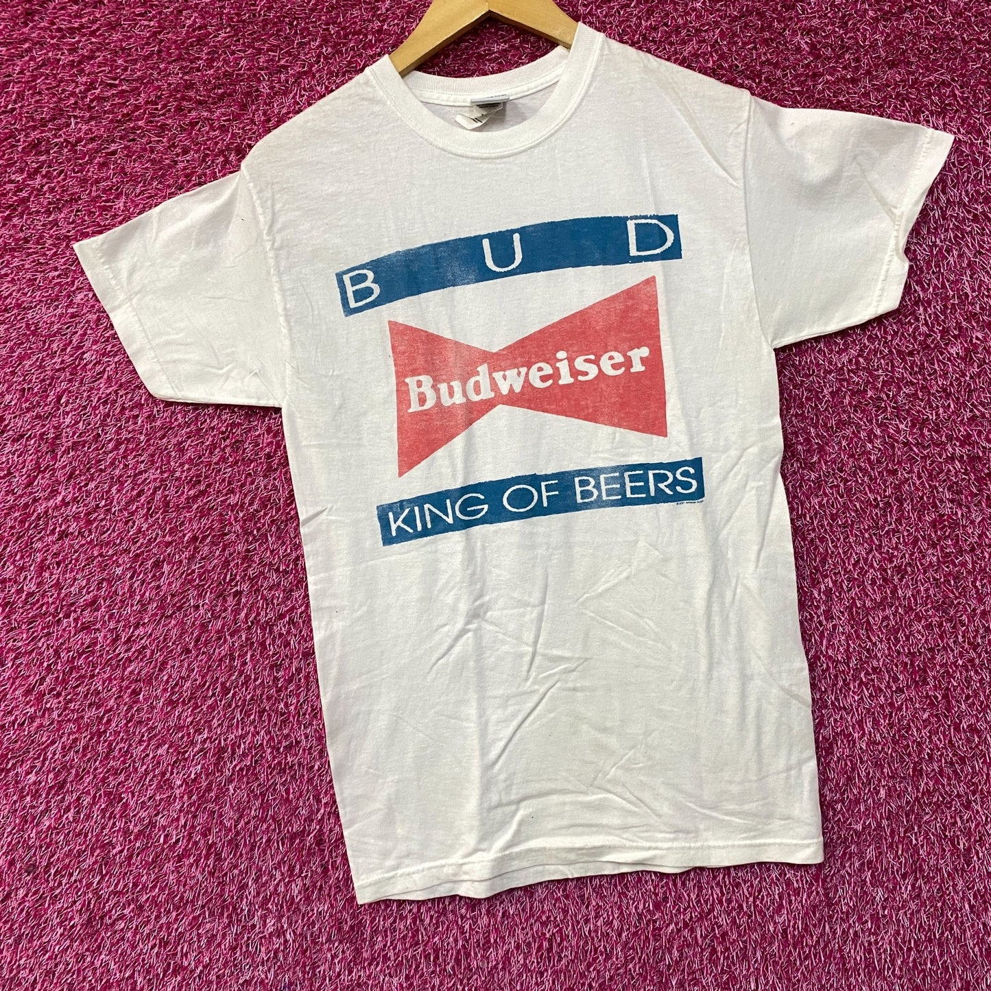 Budweiser King Of Beers Bowtie Logo Bud Graphic Design T-Shirt Extra Small