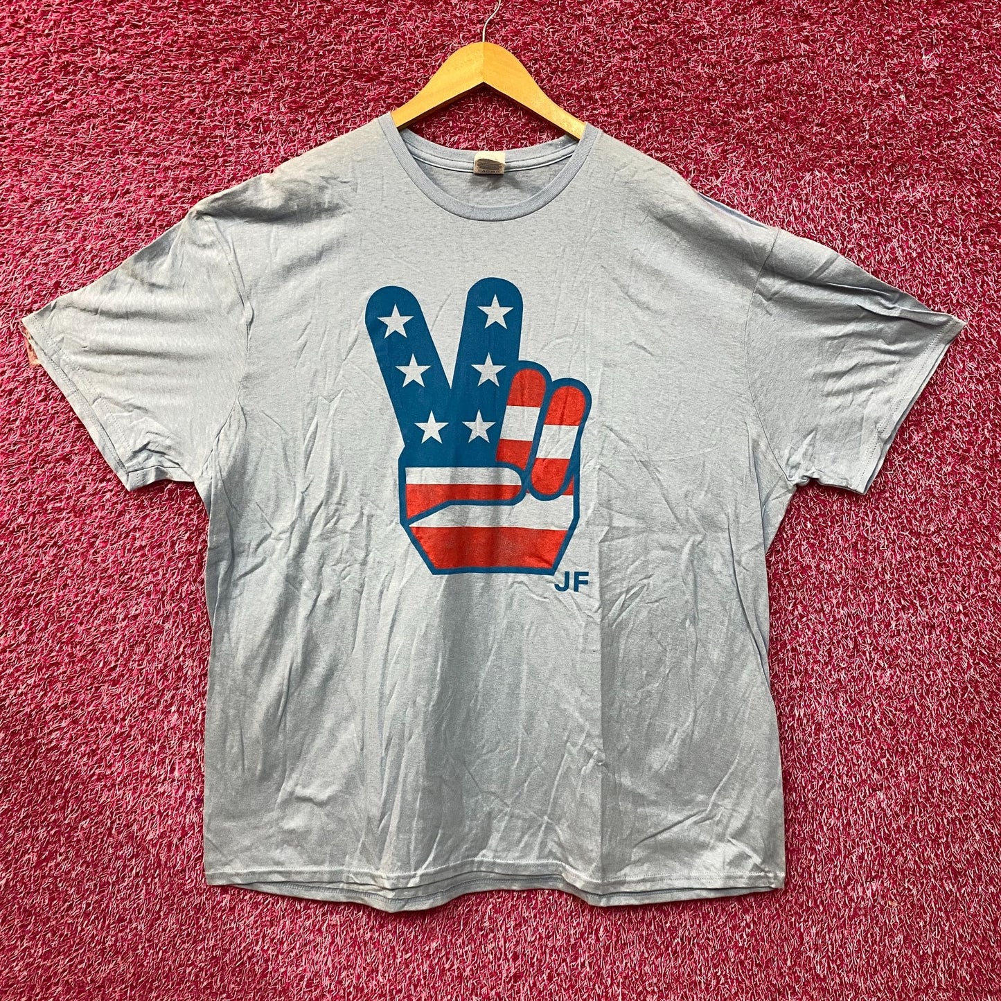 American Flag Peace Hands JF T-Shirt 3XL