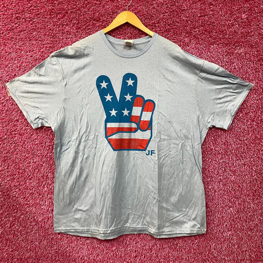 American Flag Peace Hands JF T-Shirt 3XL