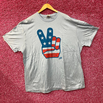 American Flag Peace Hands JF T-Shirt 3XL