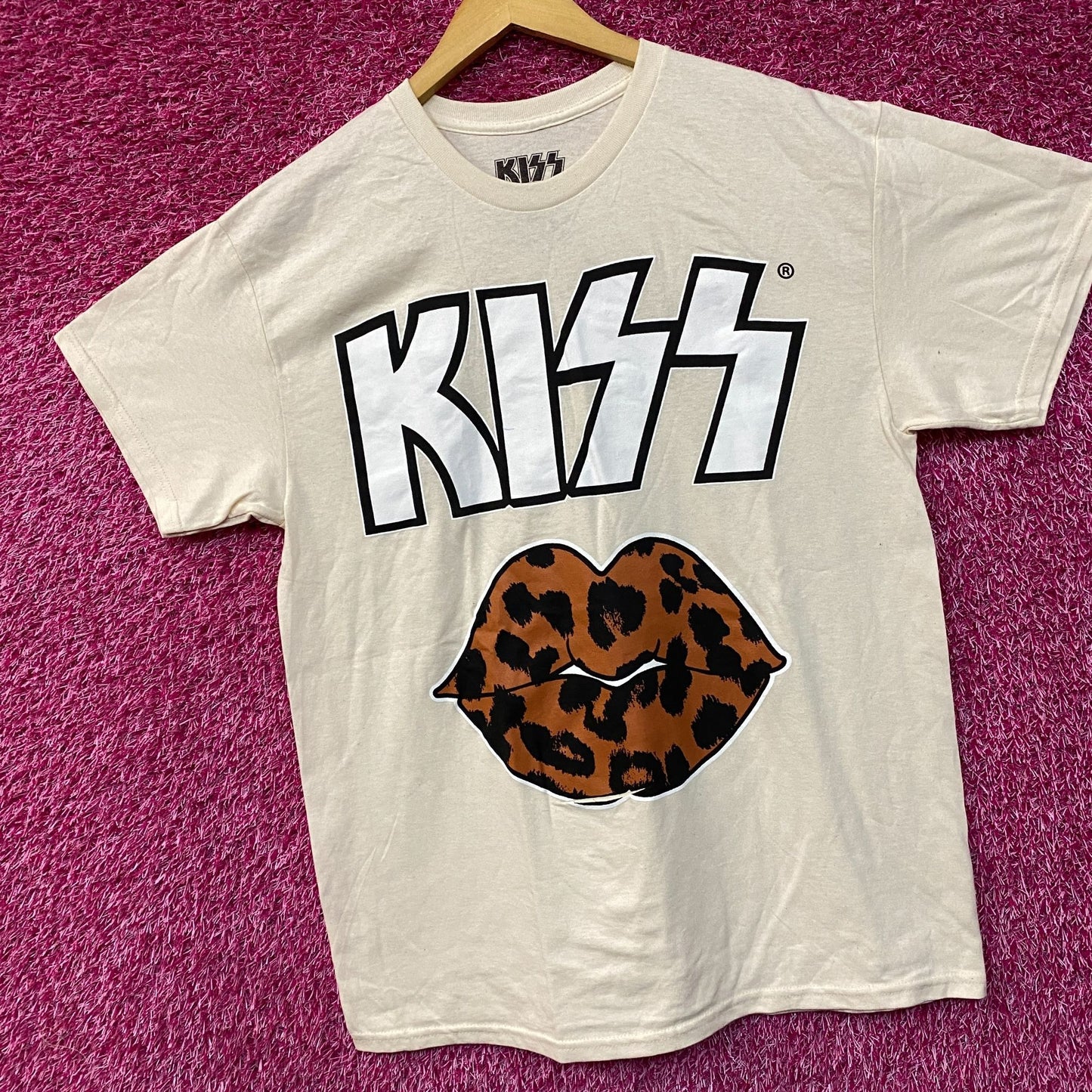 Philcos Kiss Leopard Lips Glam Metal Band T-Shirt Large