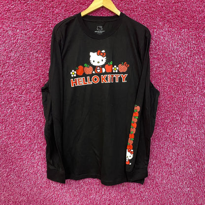 Hello Kitty Strawberry Design Black Long Sleeve T-Shirt 2XL