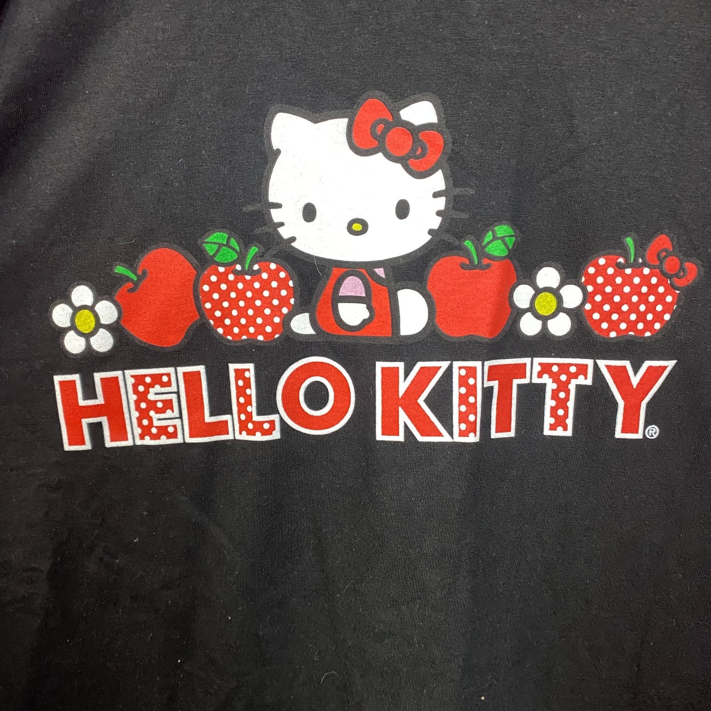 Hello Kitty Strawberry Design Black Long Sleeve T-Shirt 2XL