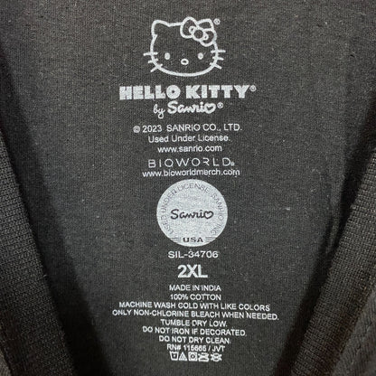 Hello Kitty Strawberry Design Black Long Sleeve T-Shirt 2XL
