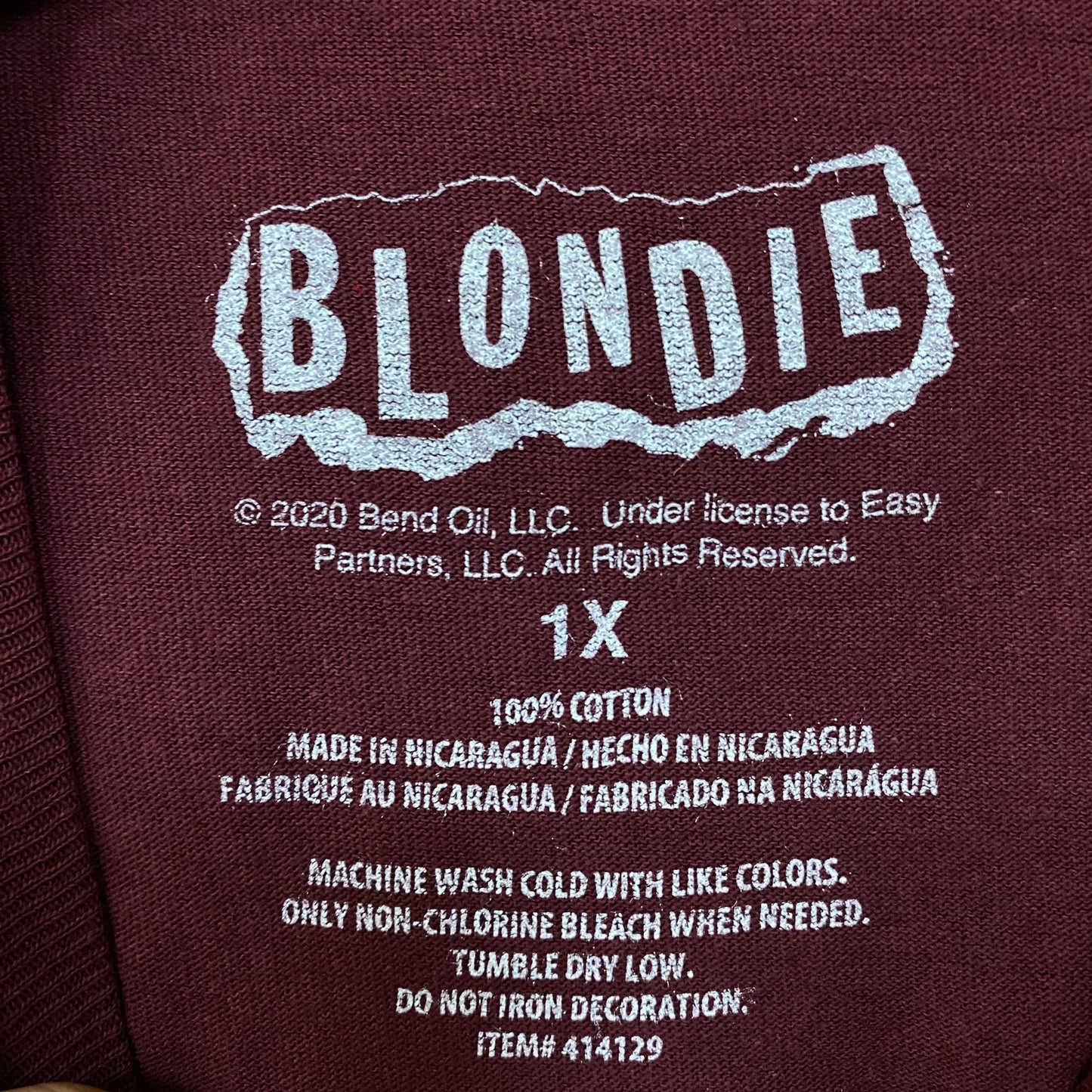 Blondie Burgundy Punk Rock Tshirt size 1X