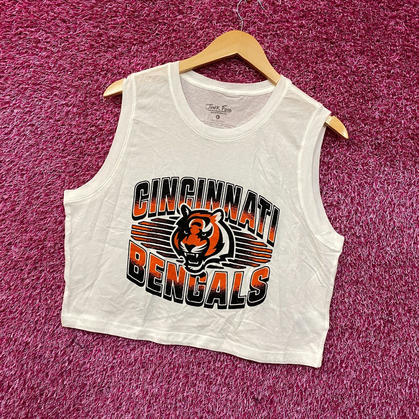 Junk Food Clothing NFL Cincinnati Bengals Cropped Sleeveless T-Shirt Large