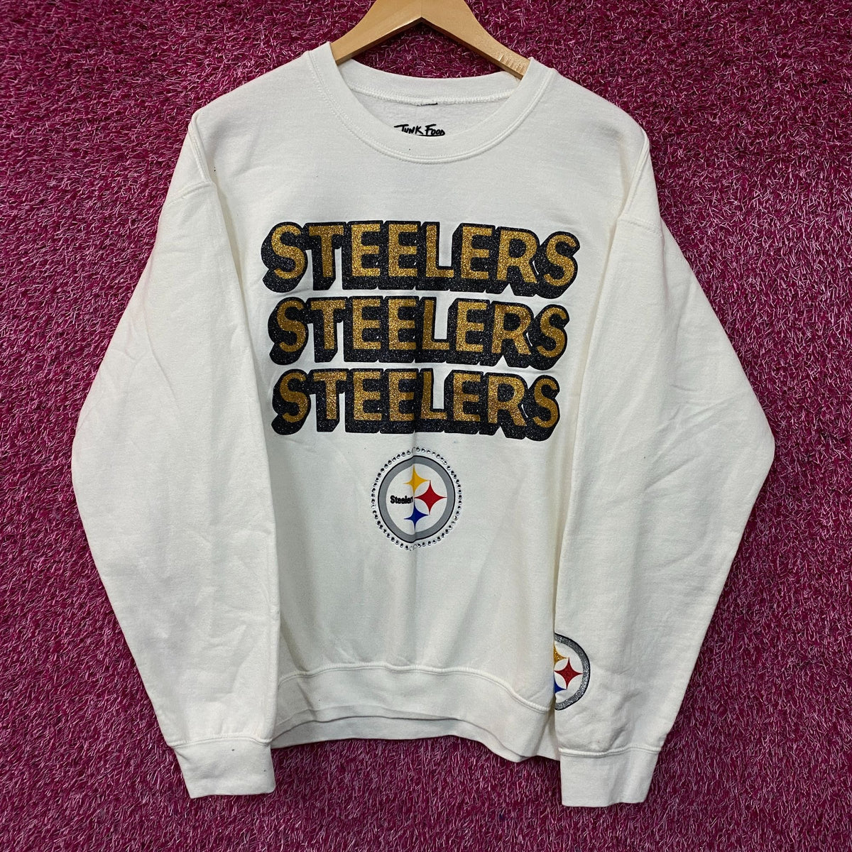 Junk Food Clothing Pittsburgh Steelers Repeat Glitter Crew Sweatshirt Medium