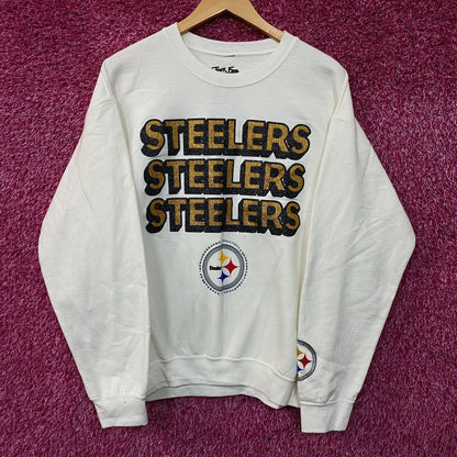 Junk Food Clothing Pittsburgh Steelers Repeat Glitter Crew Sweatshirt Medium