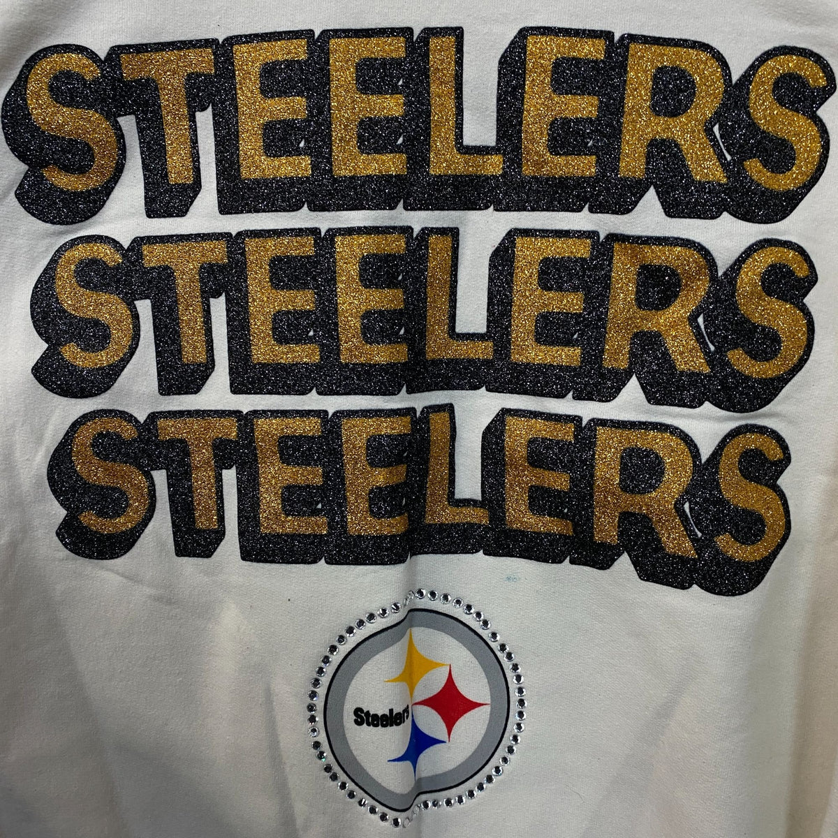Junk Food Clothing Pittsburgh Steelers Repeat Glitter Crew Sweatshirt Medium