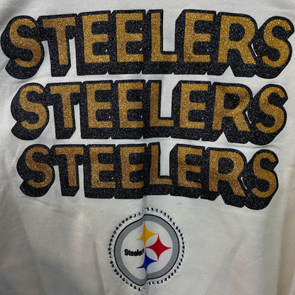 Junk Food Clothing Pittsburgh Steelers Repeat Glitter Crew Sweatshirt Medium