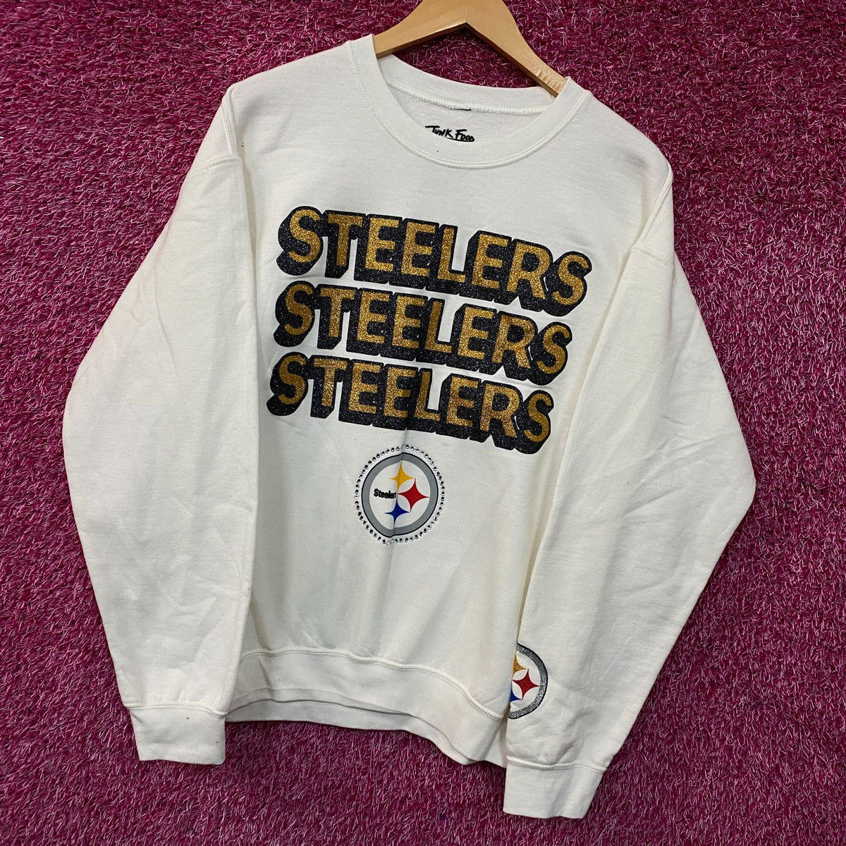 Junk Food Clothing Pittsburgh Steelers Repeat Glitter Crew Sweatshirt Medium