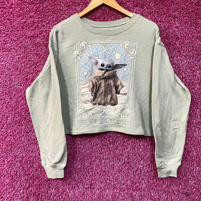 Star Wars The Mandalorian The Child Baby Yoda Grogu Cropped Pullover Sweatshirt Large