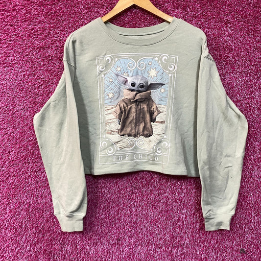 Star Wars The Mandalorian The Child Baby Yoda Grogu Cropped Pullover Sweatshirt Large