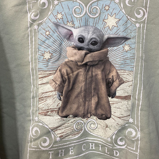 Star Wars The Mandalorian The Child Baby Yoda Grogu Cropped Pullover Sweatshirt Large