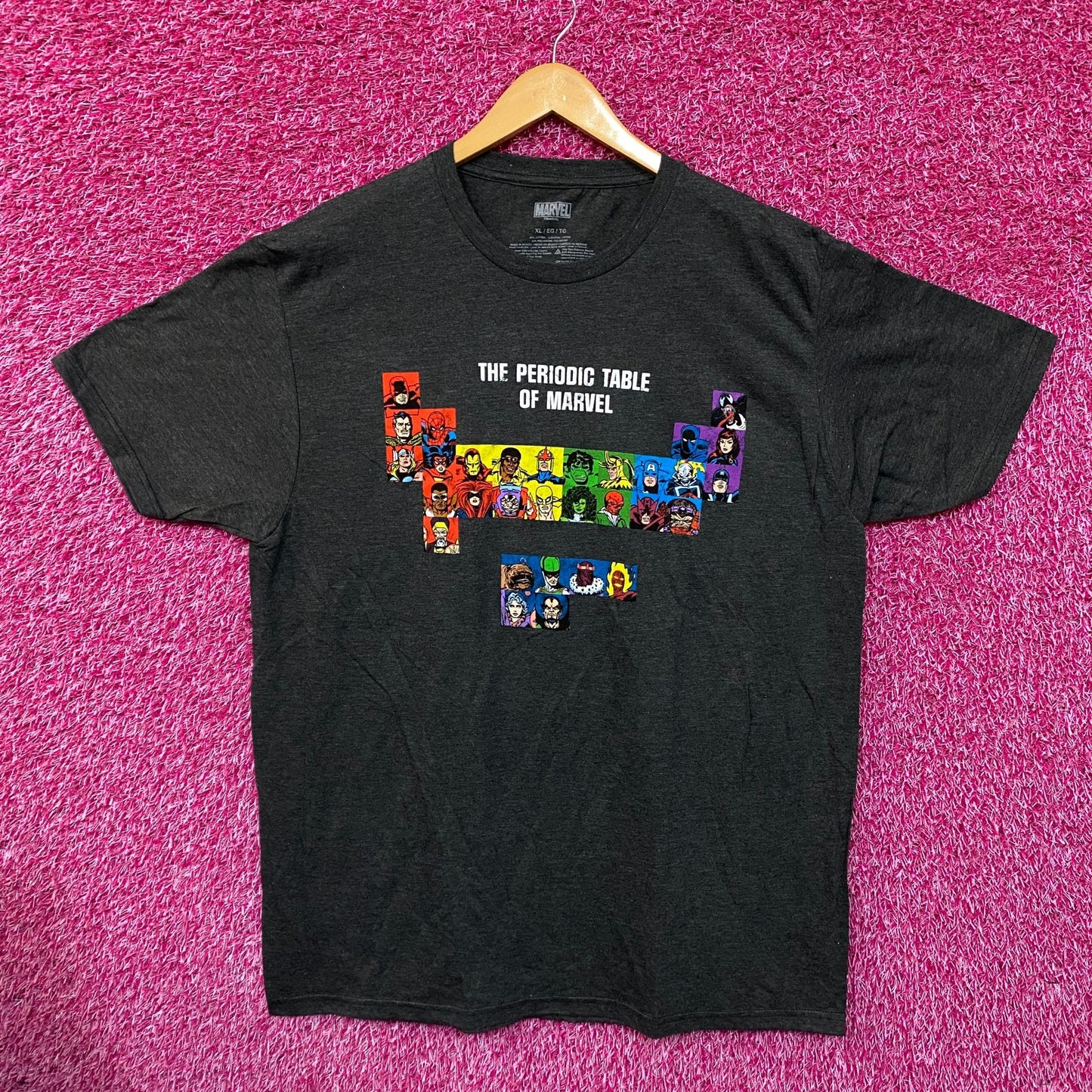 Marvel Comic Periodic Table Super Hero Tshirt Size XL