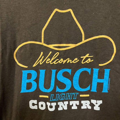Welcome to Busch Light Country Cowboy Hat Tan T-Shirt XS