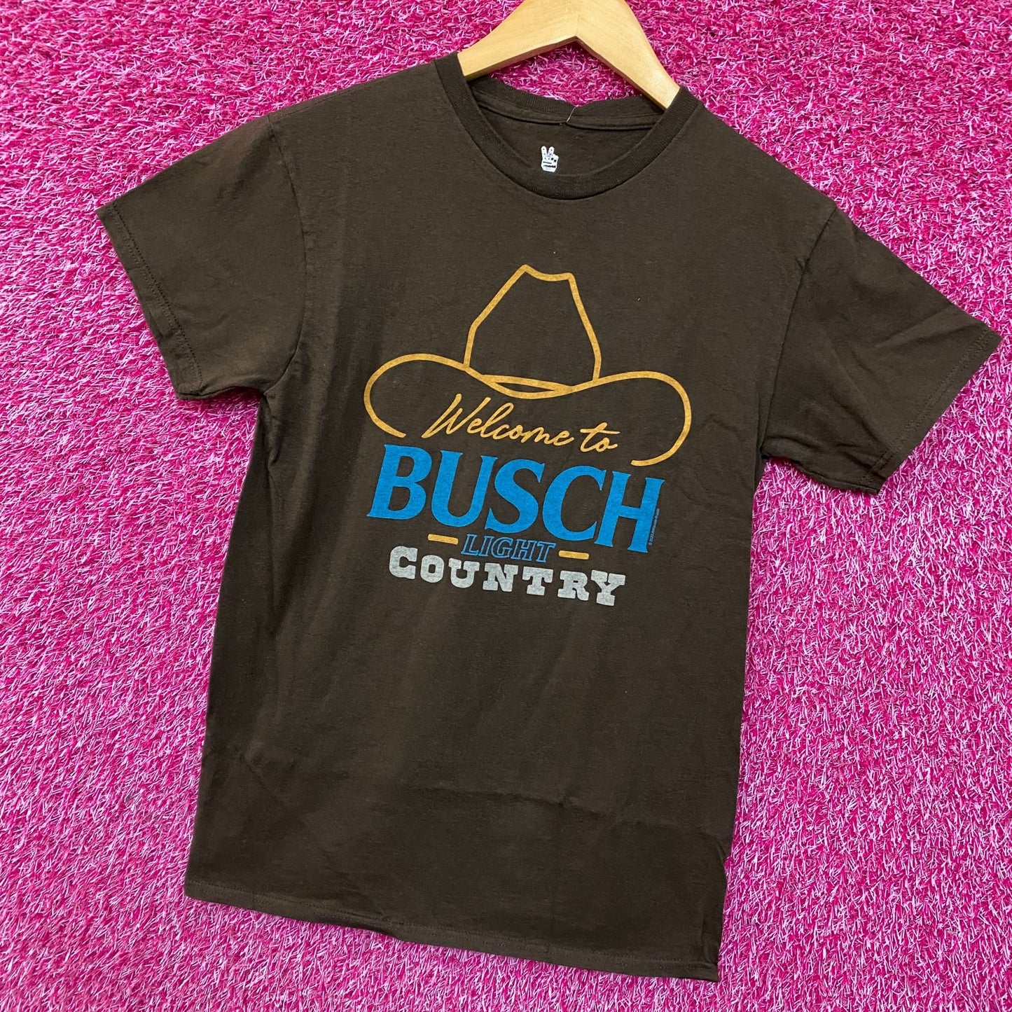 Welcome to Busch Light Country Cowboy Hat Tan T-Shirt XS