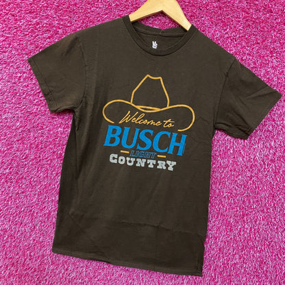 Welcome to Busch Light Country Cowboy Hat Tan T-Shirt XS