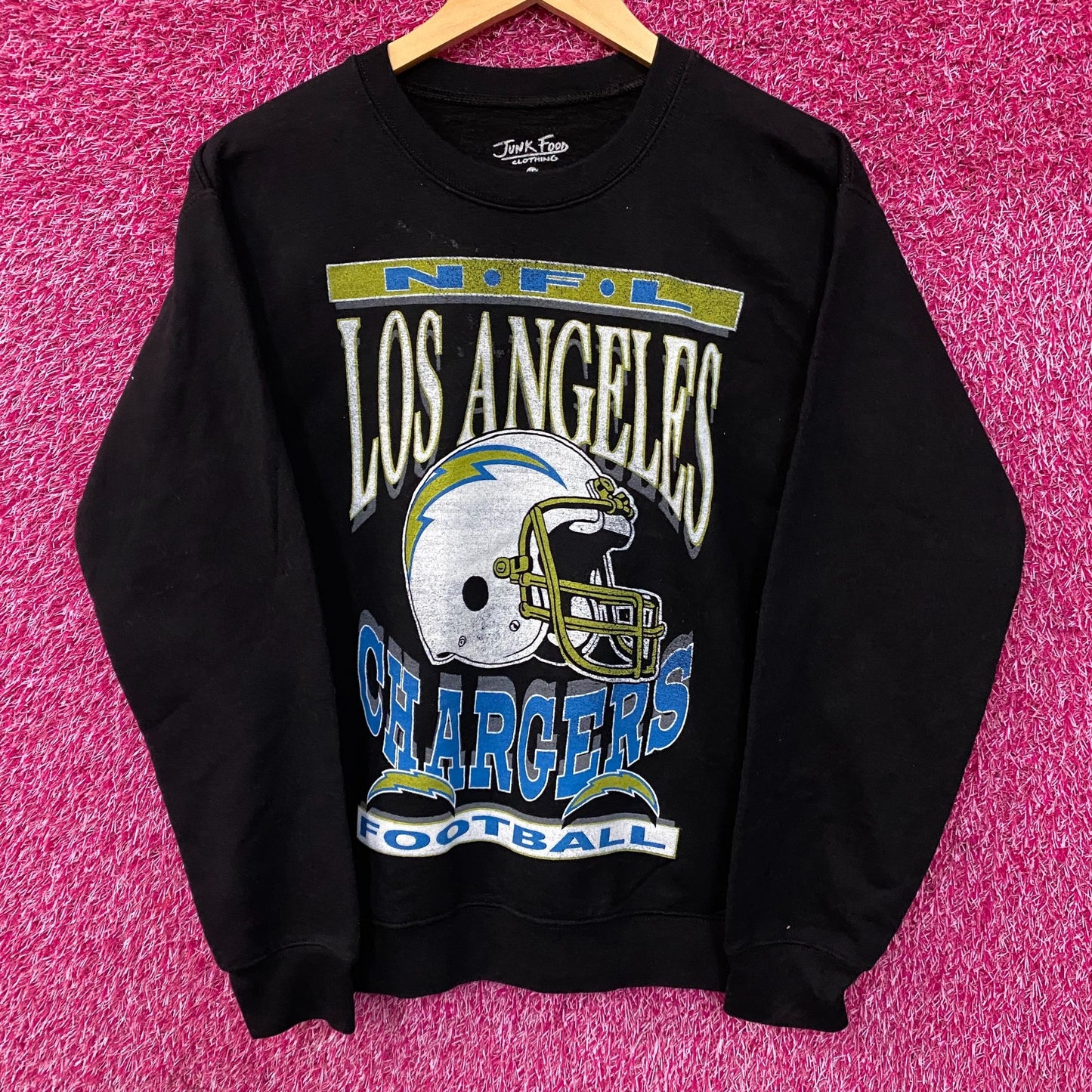 Junk Food Clothing Los Angeles Chargers Throwback Helmet Logo Sweatshirt XS