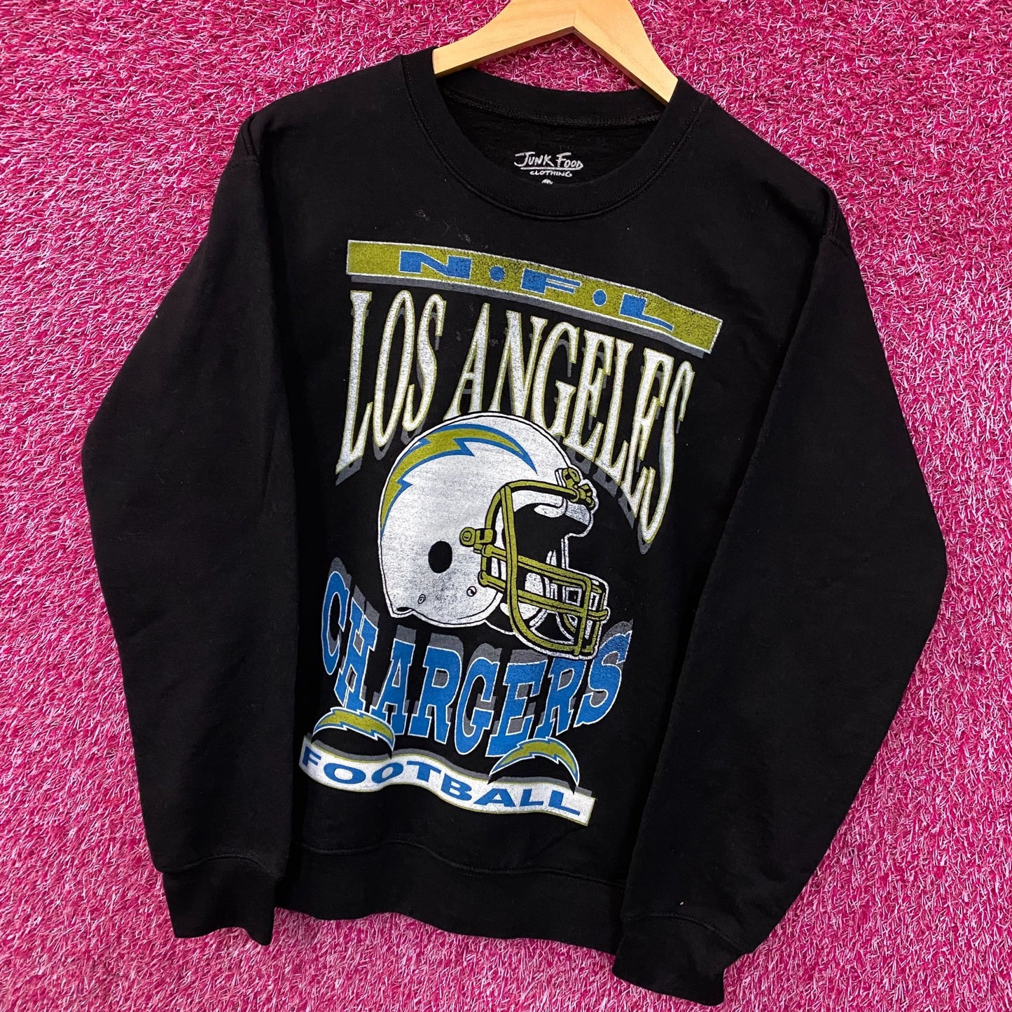 Junk Food Clothing Los Angeles Chargers Throwback Helmet Logo Sweatshirt XS