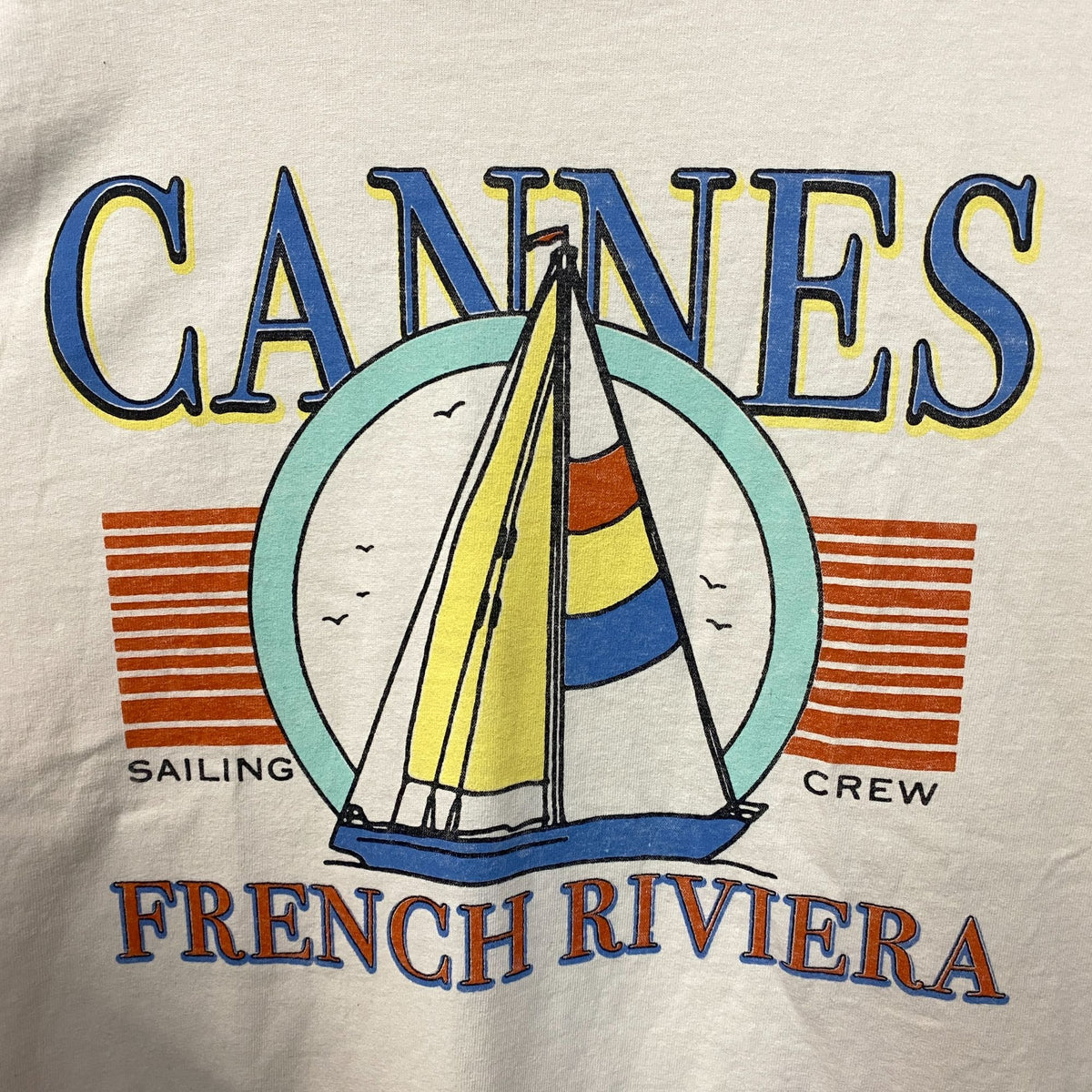 Junk Food Cannes Sailing Crew French Riviera Graphic T-Shirt Medium