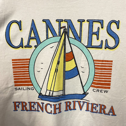 Junk Food Cannes Sailing Crew French Riviera Graphic T-Shirt Medium