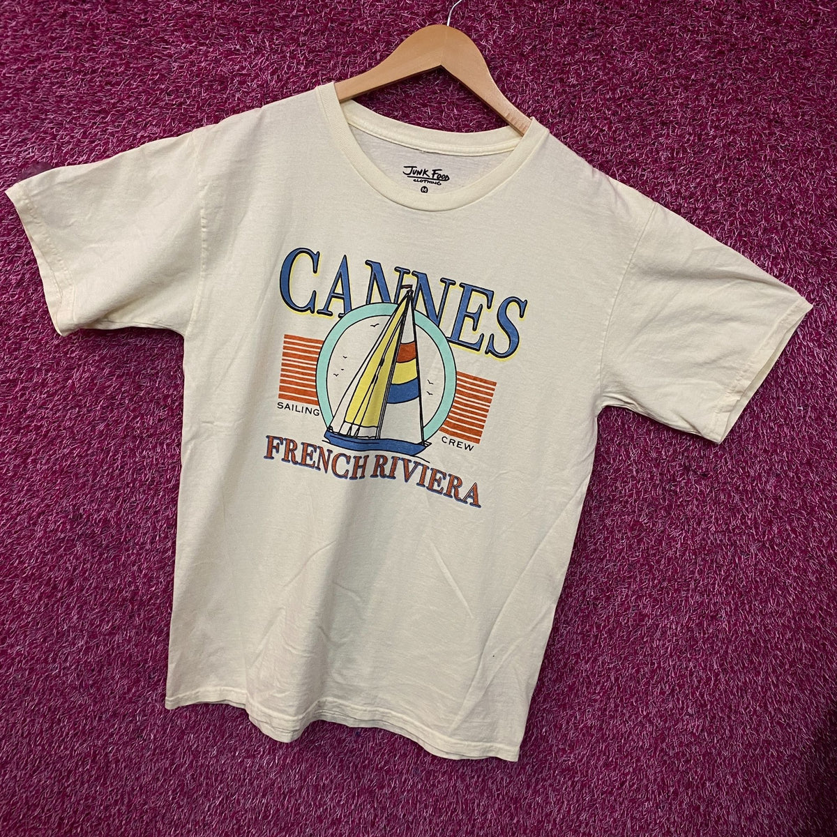 Junk Food Cannes Sailing Crew French Riviera Graphic T-Shirt Medium