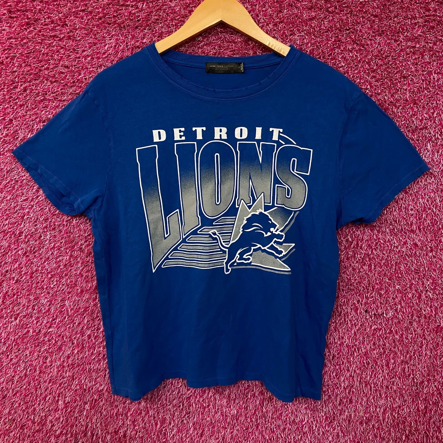 Junk Food Clothing Detroit Lions Vintage Style Women's Tee Large