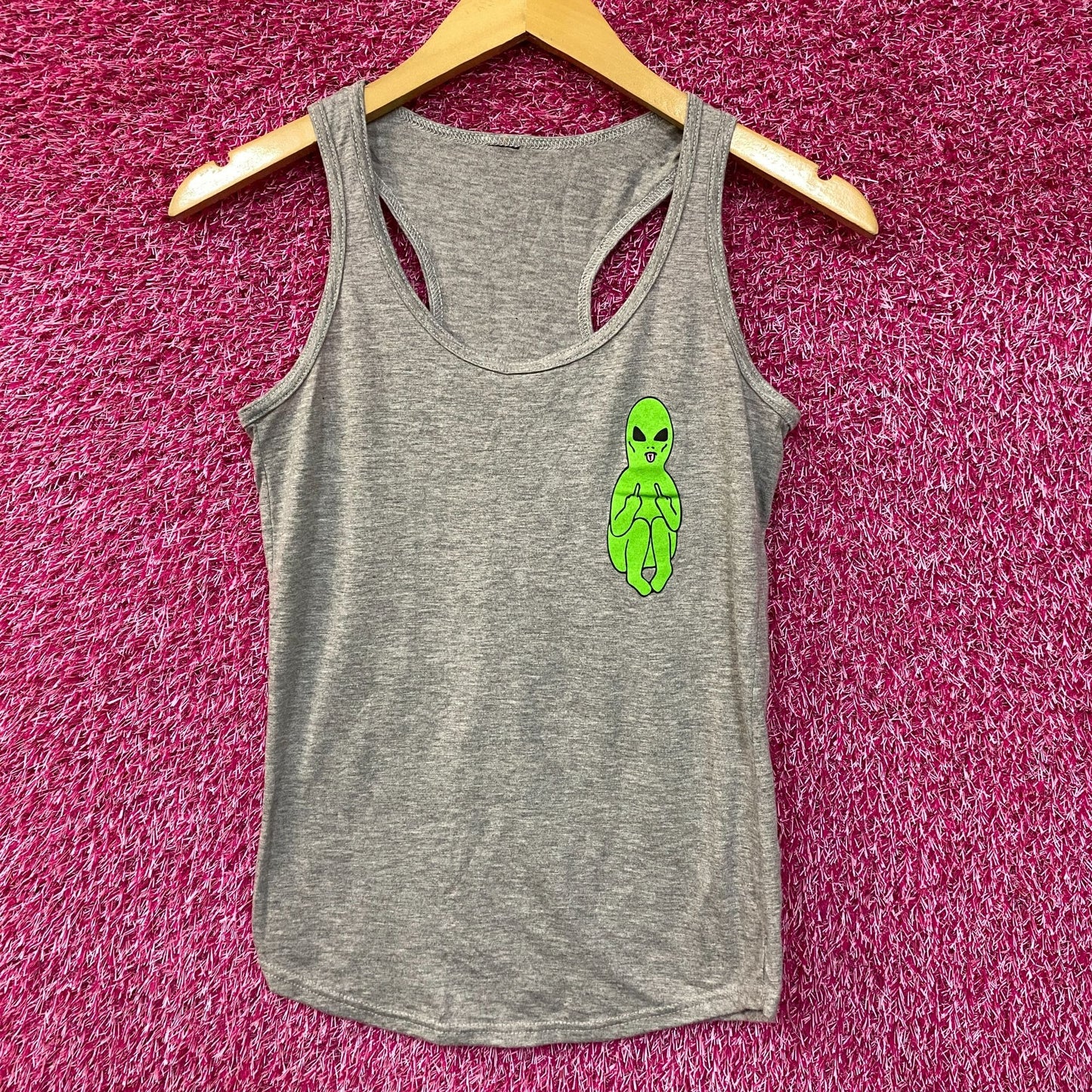 Alien Tank Top Cartoon Graphic Design Small