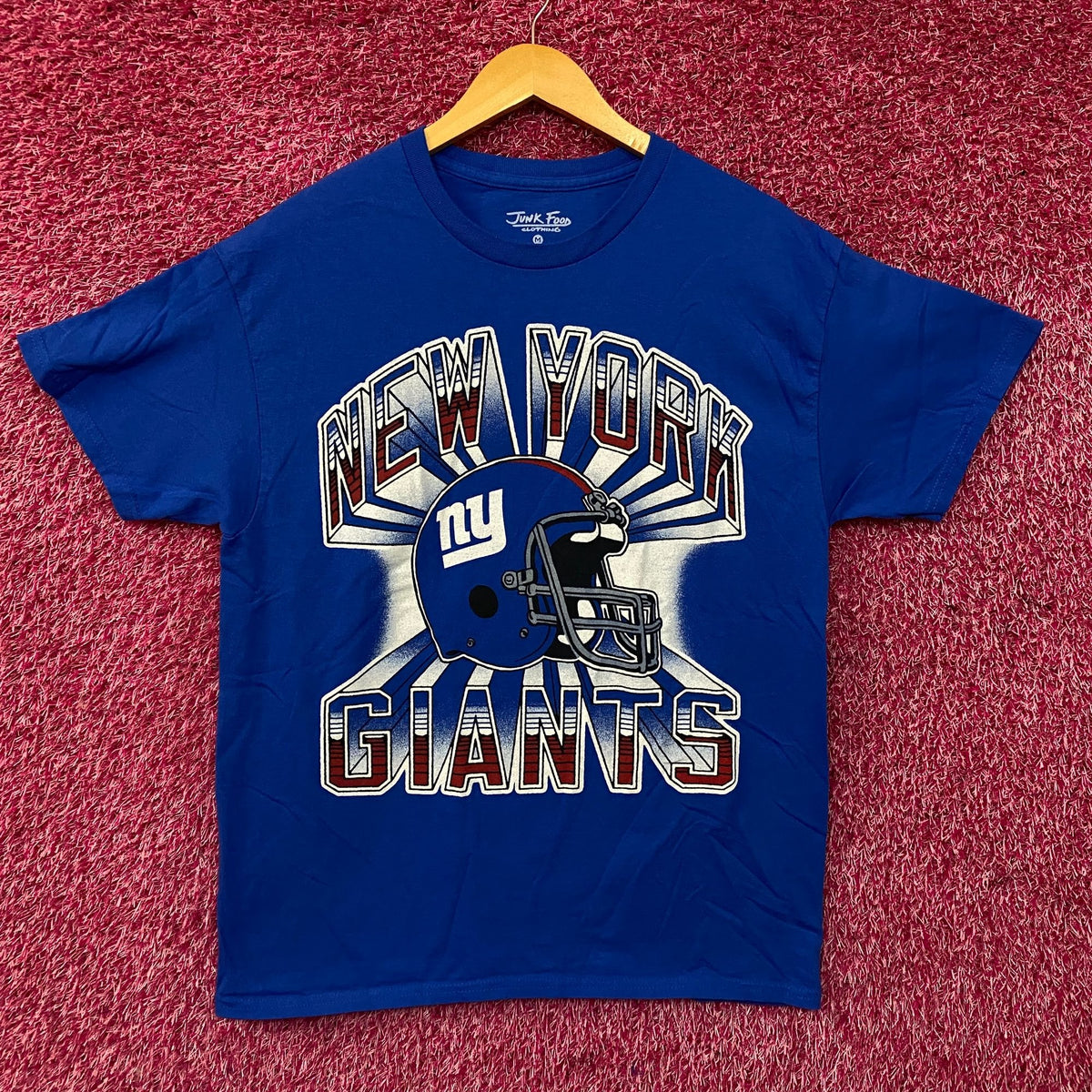 Junk Food New York Giants Football Helmet Blue Tee size Medium
