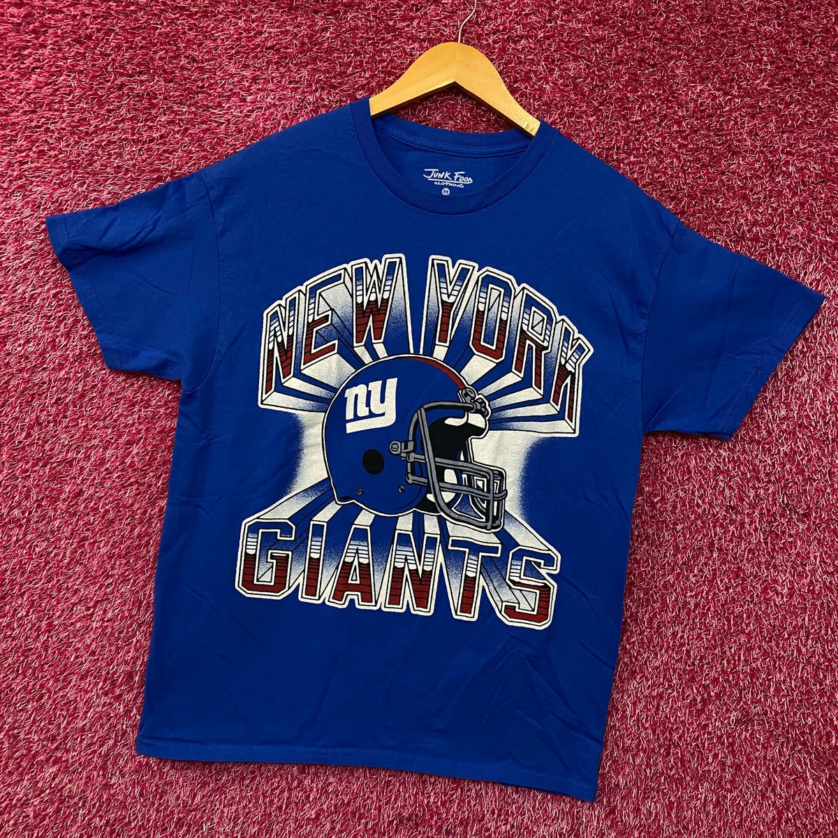Junk Food New York Giants Football Helmet Blue Tee size Medium