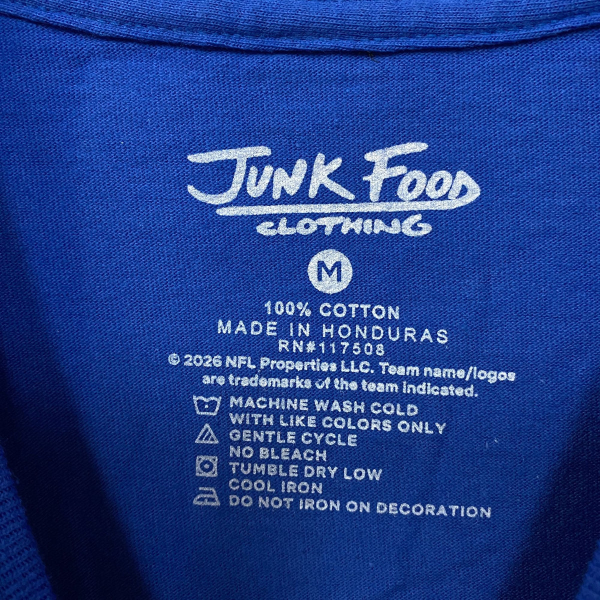 Junk Food New York Giants Football Helmet Blue Tee size Medium