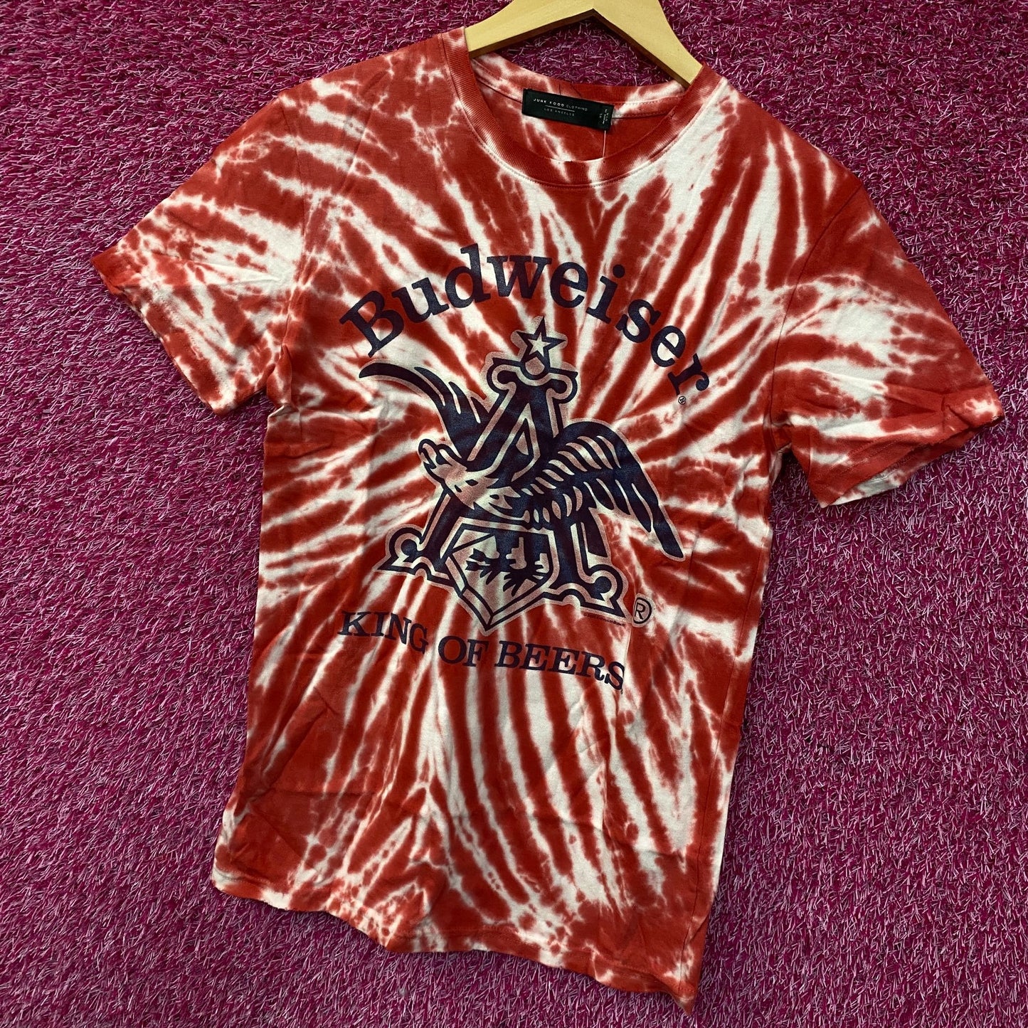 Junk Food Budweiser King Of Beer Logo Tie Dye Flea Market Tee XS