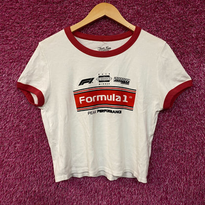 Junk Food Clothing Women's F1 Stripe Ringer Baby Tee XL