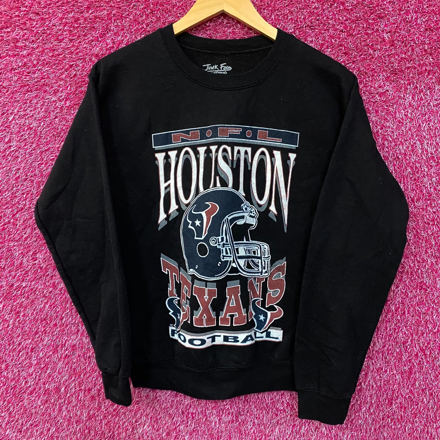 Junk Food Clothing NFL Houston Texans Helmet Logo Crewneck Sweatshirt XS