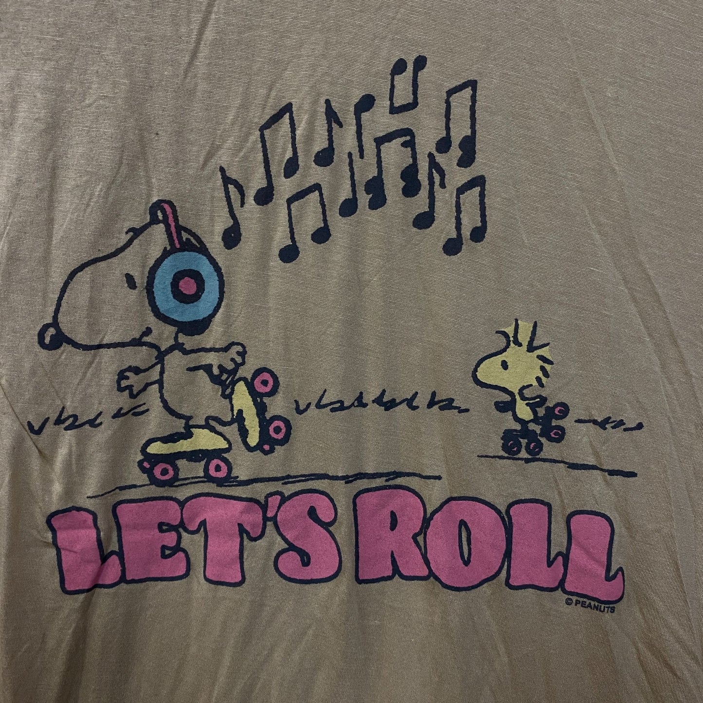Junk Food Clothing Peanuts Snoopy & Woodstock Let's Roll Women's Tissue Tee Small