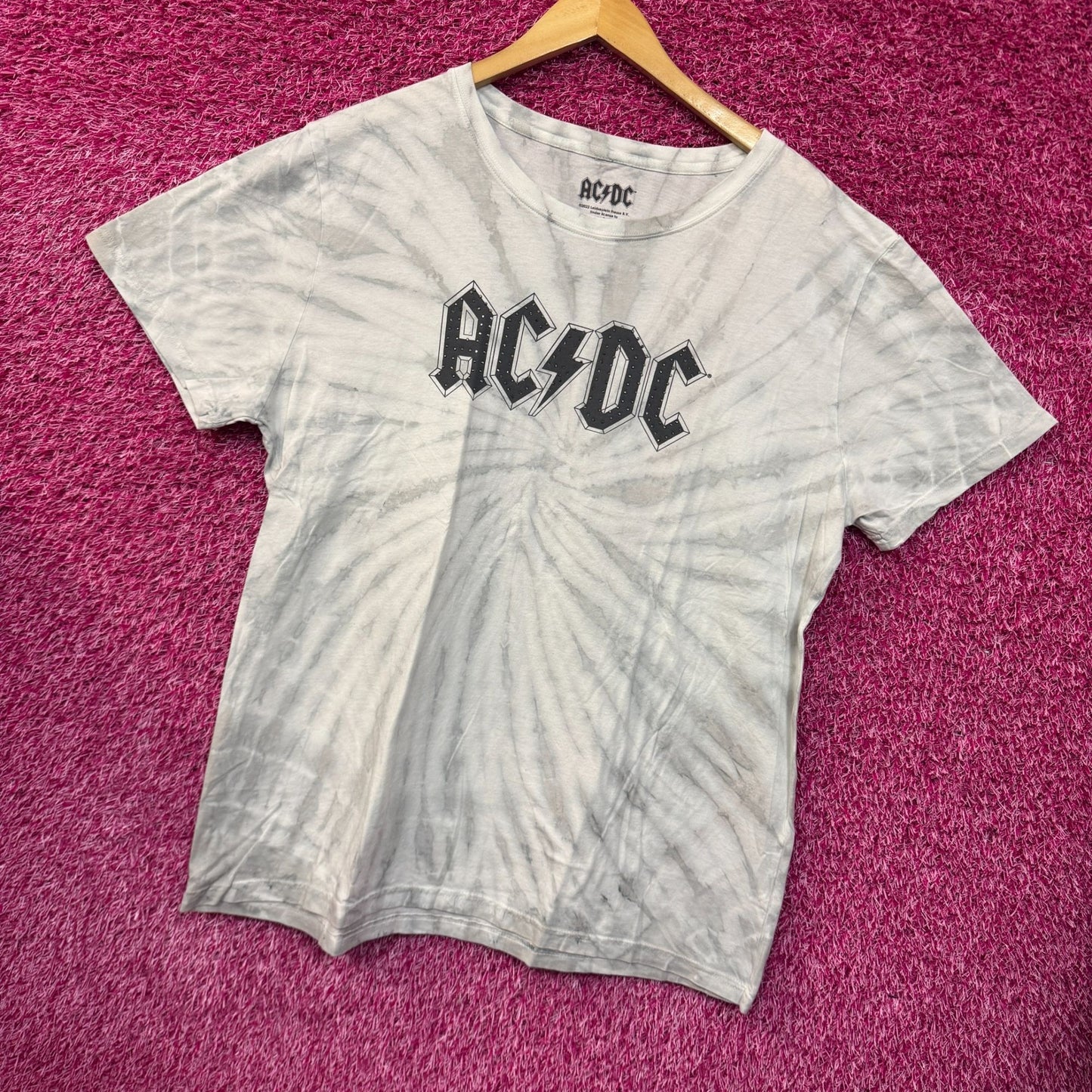 AC/DC Bedazzled Spell Out Logo Hard Rock Band Tie Dye 2XL