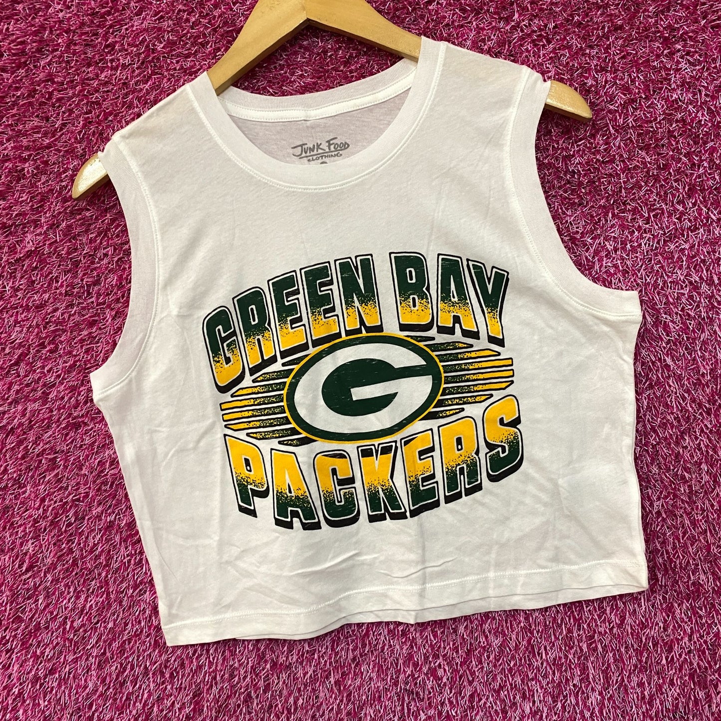Junk Food NFL Green Bay Packers Cropped Sleeveless T-Shirt Small