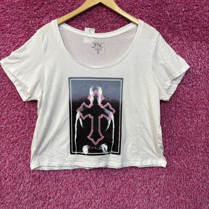 2pac Only god Can Judge Me Neon Pink Cross Rap Crop-top White XL