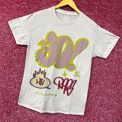 MTV 90's Graffiti Pop Art Poster Light Blue T-Shirt Medium