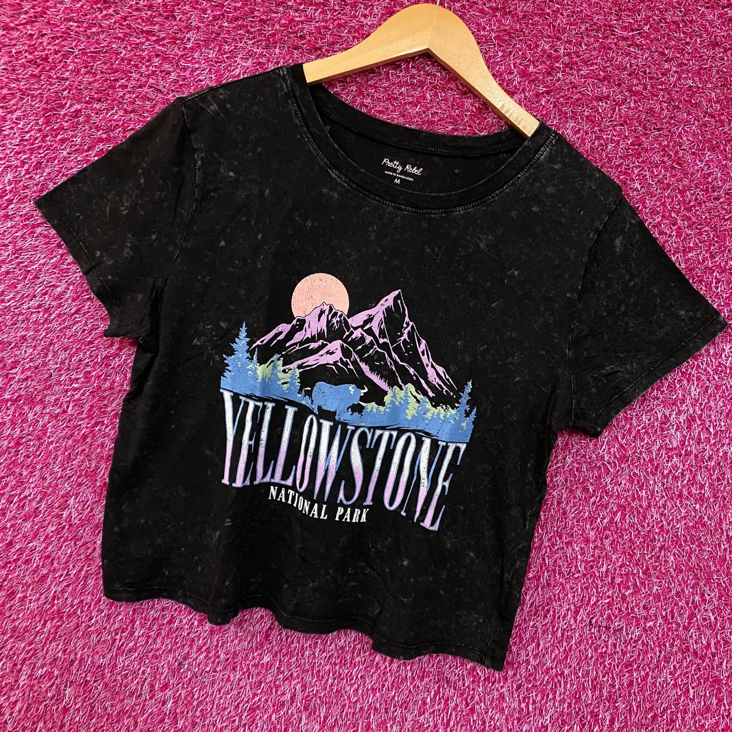 Pretty Rebel Yellowstone National Park Crop Graphic Tee Medium