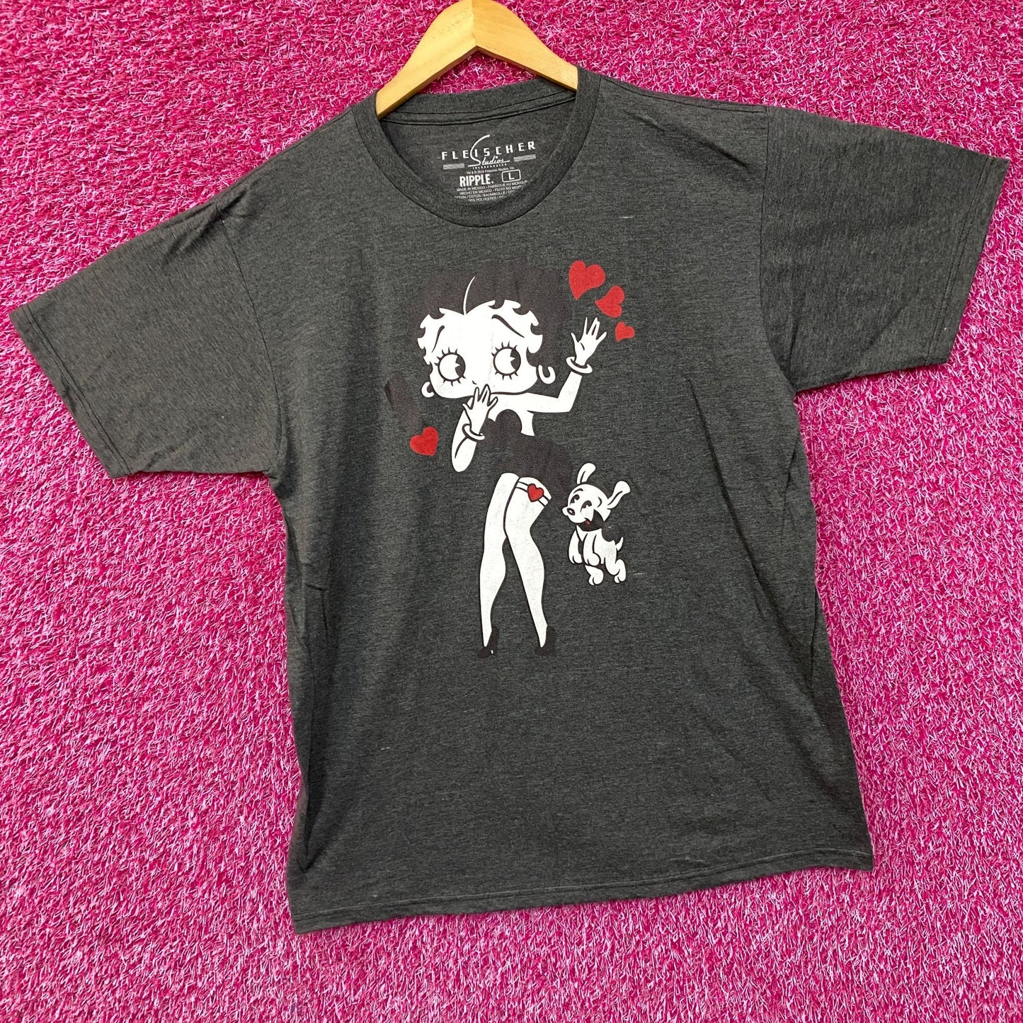 Betty Boop and Pudgy Puppy Love Classic With Pup Vintage Style T-Shirt large