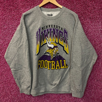 Junk Food Clothing Minnesota Vikings Heathered Gray Crewneck Pullover Sweatshirt Large