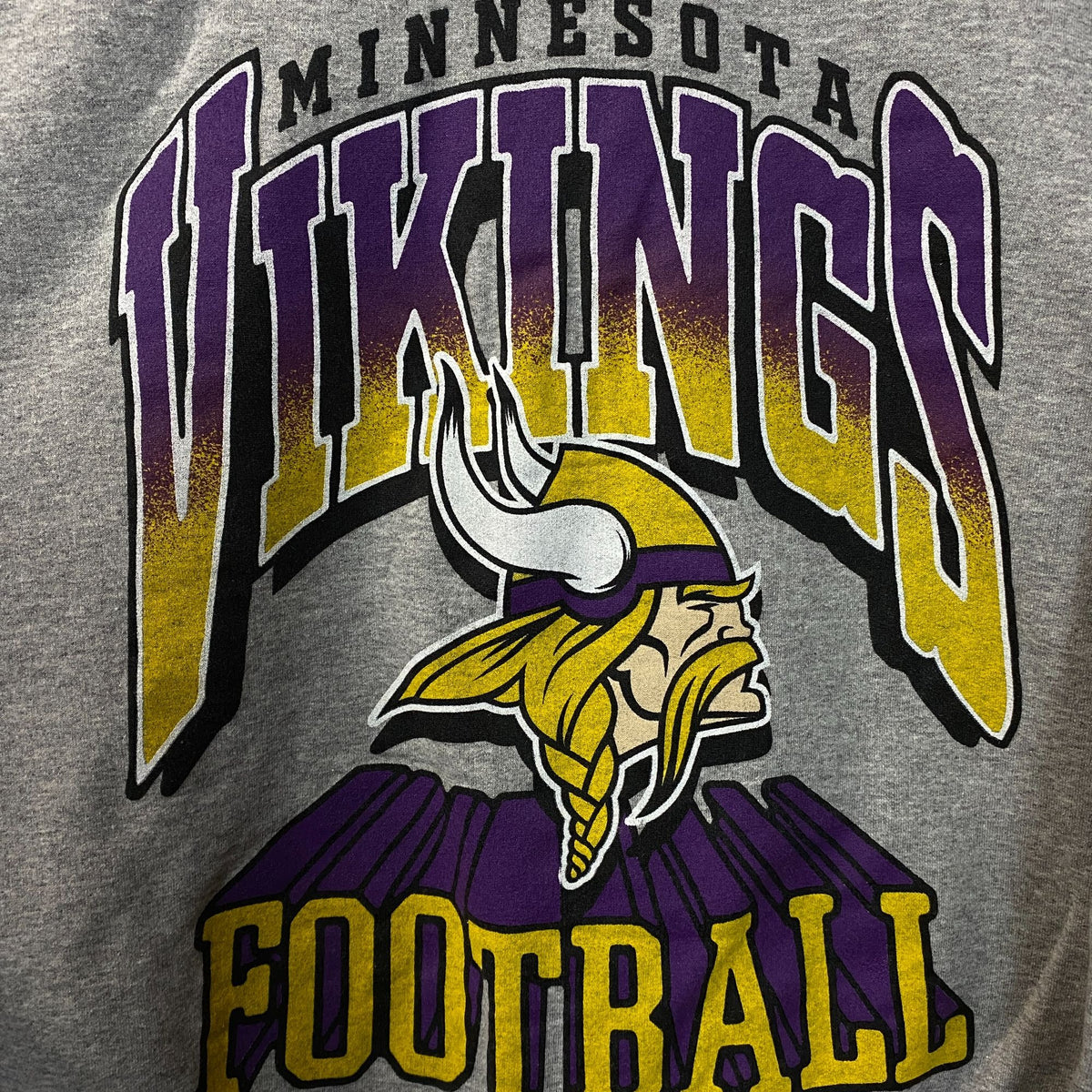 Junk Food Clothing Minnesota Vikings Heathered Gray Crewneck Pullover Sweatshirt Large