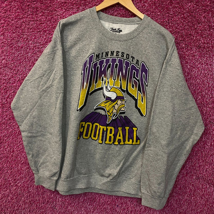 Junk Food Clothing Minnesota Vikings Heathered Gray Crewneck Pullover Sweatshirt Large