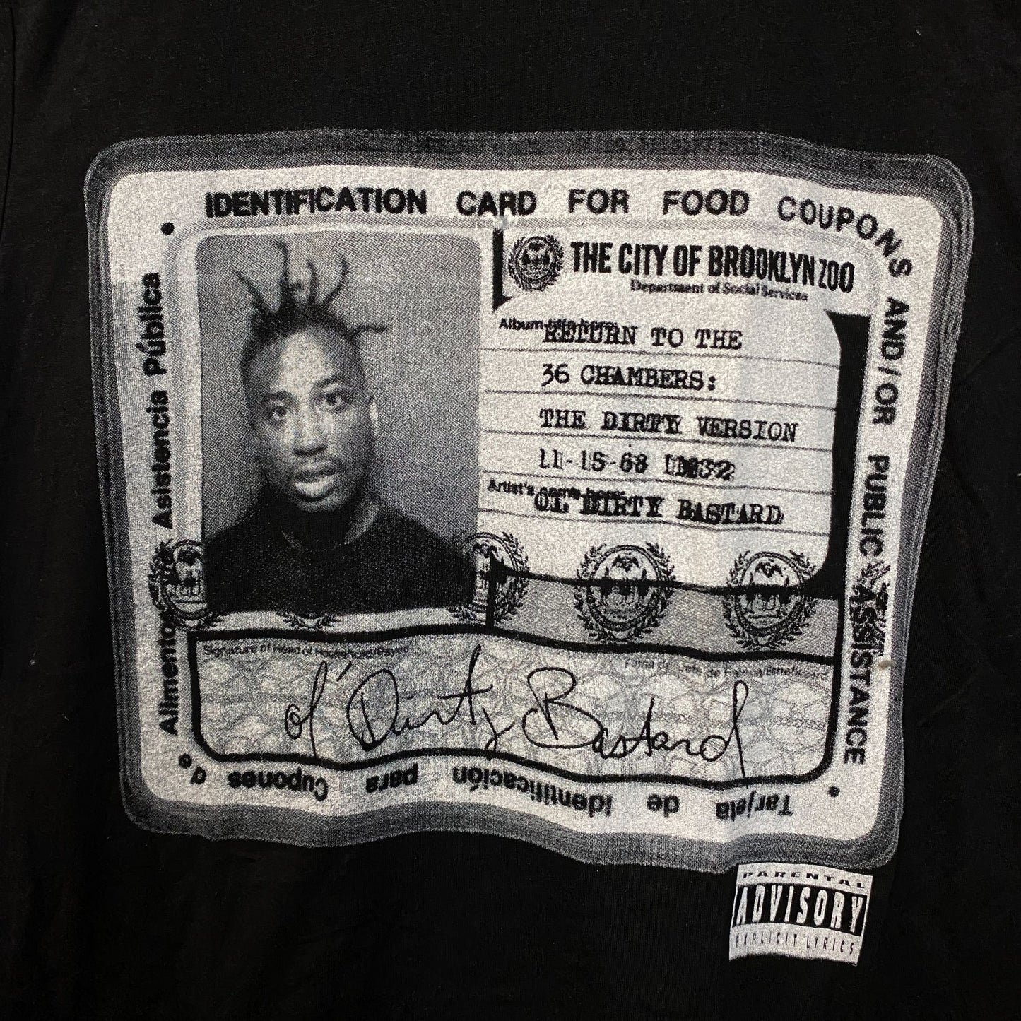 Ol Dirty Bastard  Wutang Clan Rap Tshirt size Medium