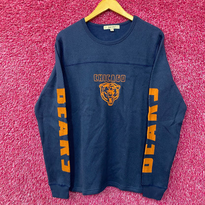 NFL Chicago Bears Navy Blue Long Sleeve Waffle Shirt Medium