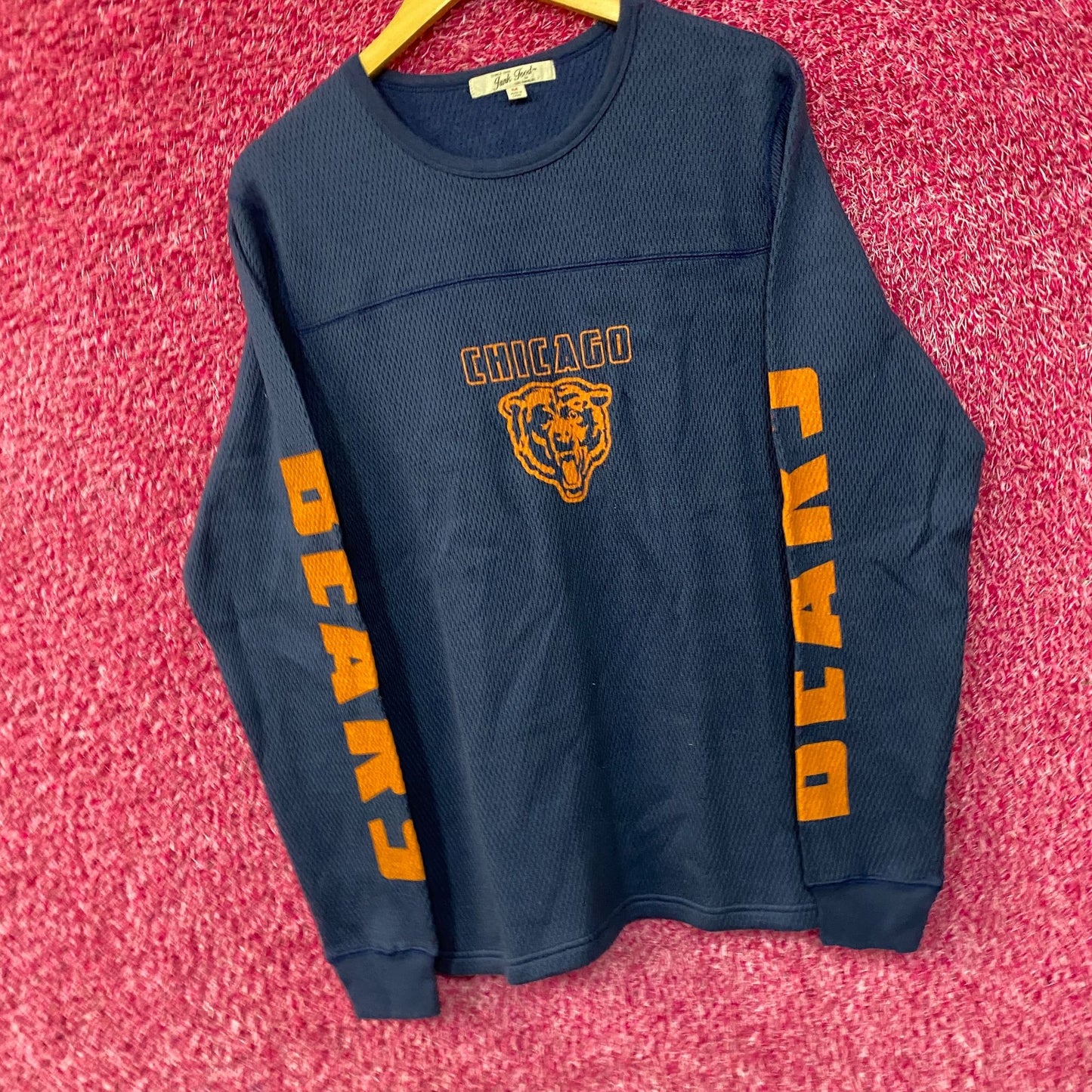 NFL Chicago Bears Navy Blue Long Sleeve Waffle Shirt Medium